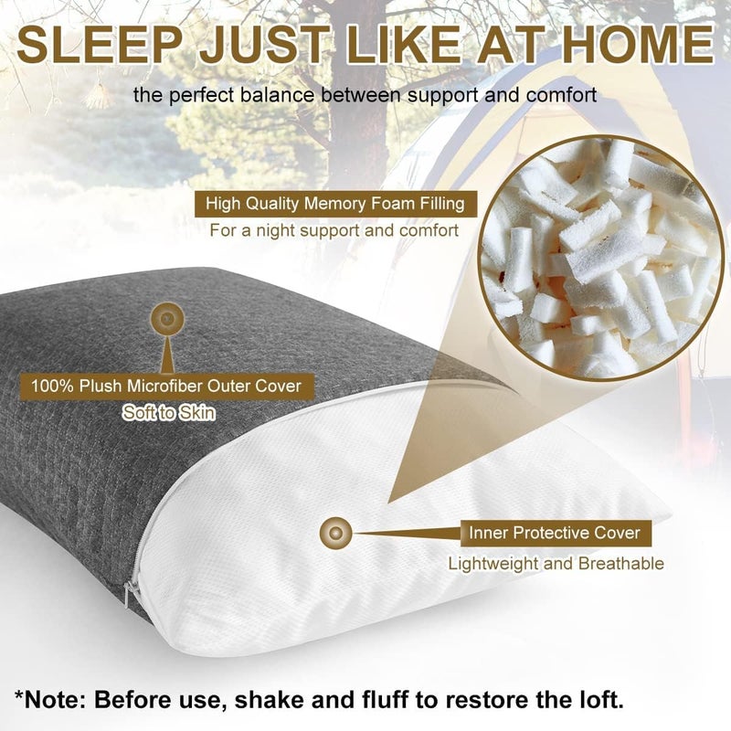 Ivellow Memory Foam Travel Pillow Compressible Camping Pillow for Sleeping Shredded Memory Foam Pillow Compact Firm Supportive Travel Pillow for Adults Kids Outdoor Backpacking Hiking Essential Gear-S - Image 3