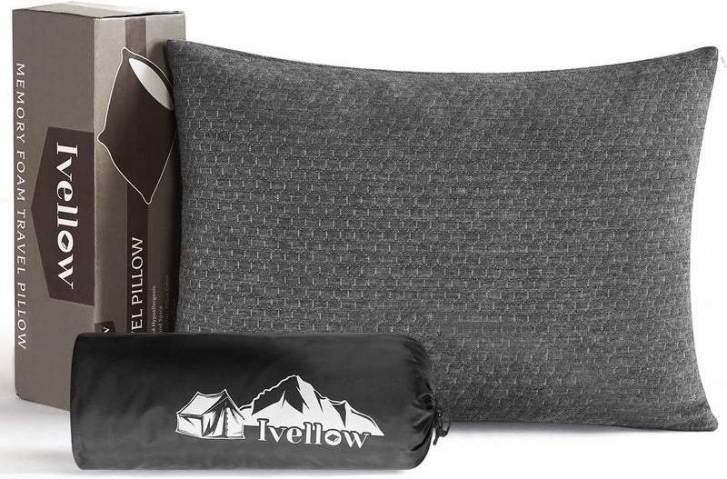 Ivellow Memory Foam Travel Pillow Compressible Camping Pillow for Sleeping Shredded Memory Foam Pillow Compact Firm Supportive Travel Pillow for Adults Kids Outdoor Backpacking Hiking Essential Gear-S - Image 1