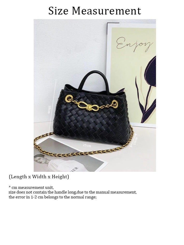 2024 Style Woven Bow Large Capacity Genuine Leather Backpack Women'S Bag Single Shoulder Crossbody Handbag - Image 5