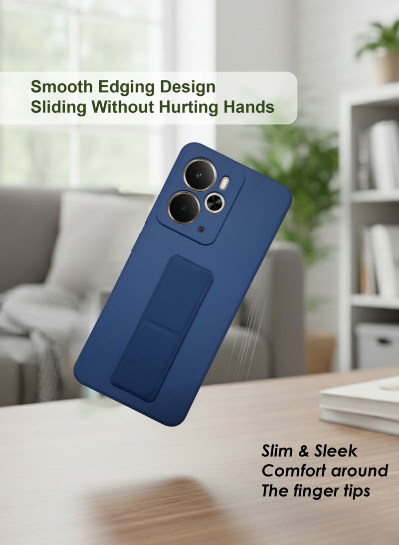 Realme 14 5G Hand Grip Case Cover - Magnetic Hand Grip Holder & Kickstand - Strong Grip for Magnetic Car Holder, Stylish Silicone Case & Functional, Ultimate Convenience & Hands-Free Viewing - Navy Blue - Image 2