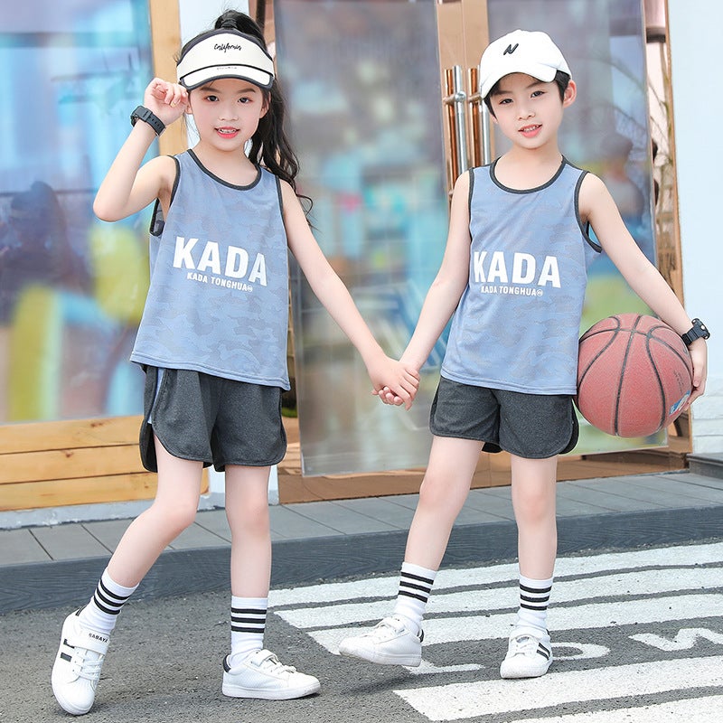 Children's Sports Vest Set Children's Clothing Summer Summer Thin Mesh Basketball Clothing Training Clothing Girls Boys New Style - Image 2
