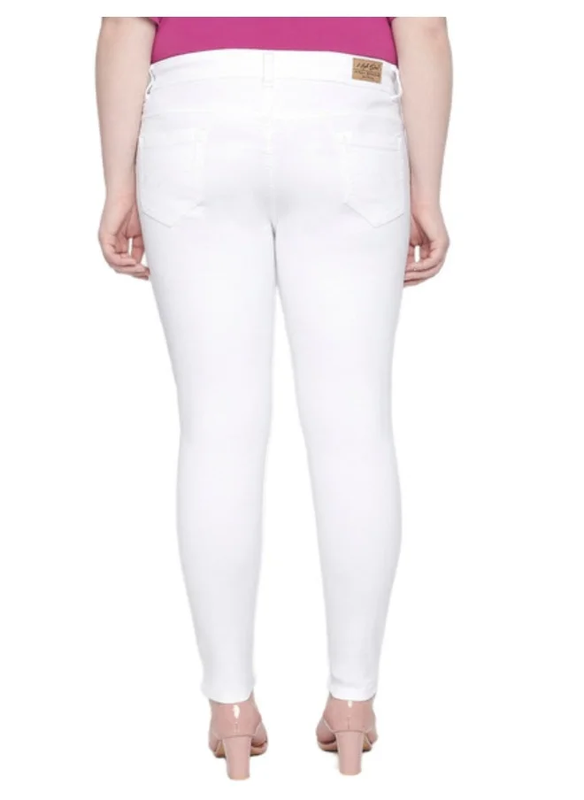 هاي ستار Women White Slim Fit Mid-Rise Clean Look Stretchable Jeans