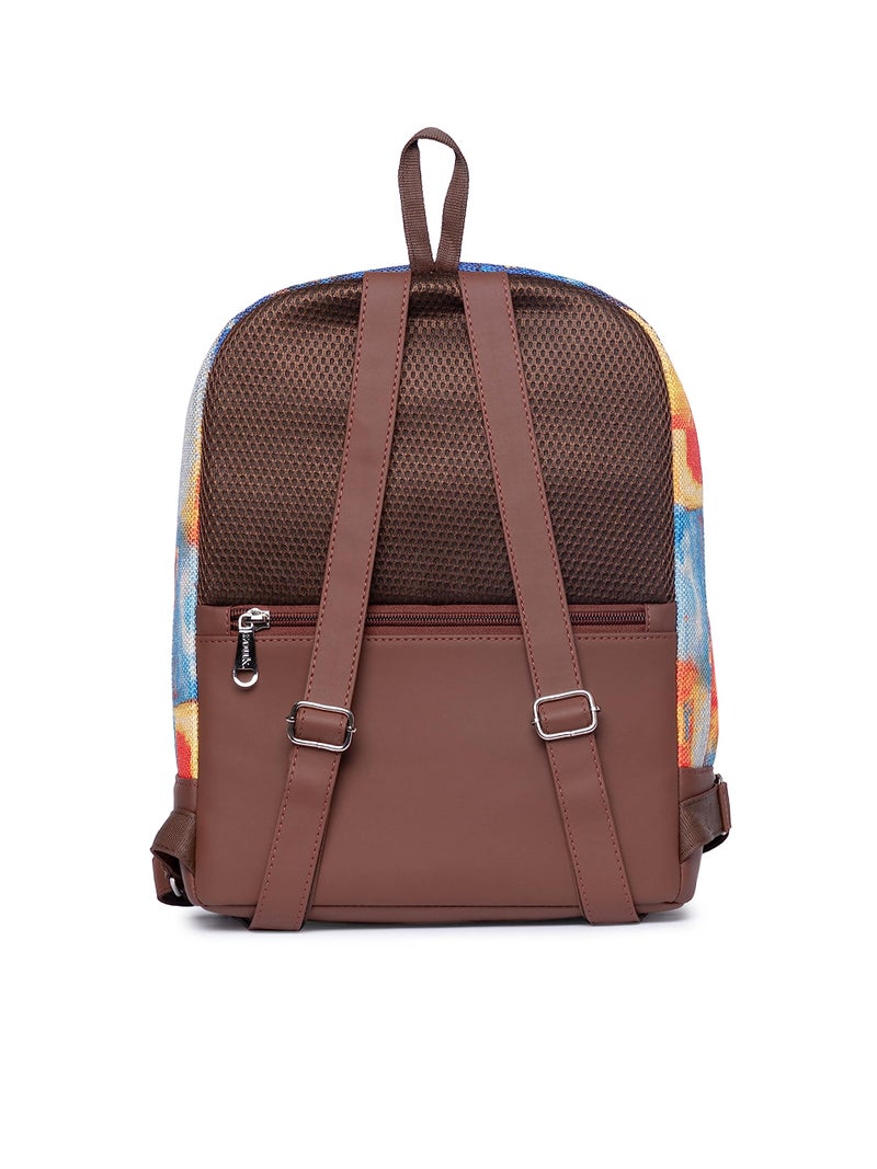 ZOUK Abstract Amaze Printed Women's Jute Handcrafted Vegan Leather Multicolor Daypack/ 12 Litrebackpack - Image 5
