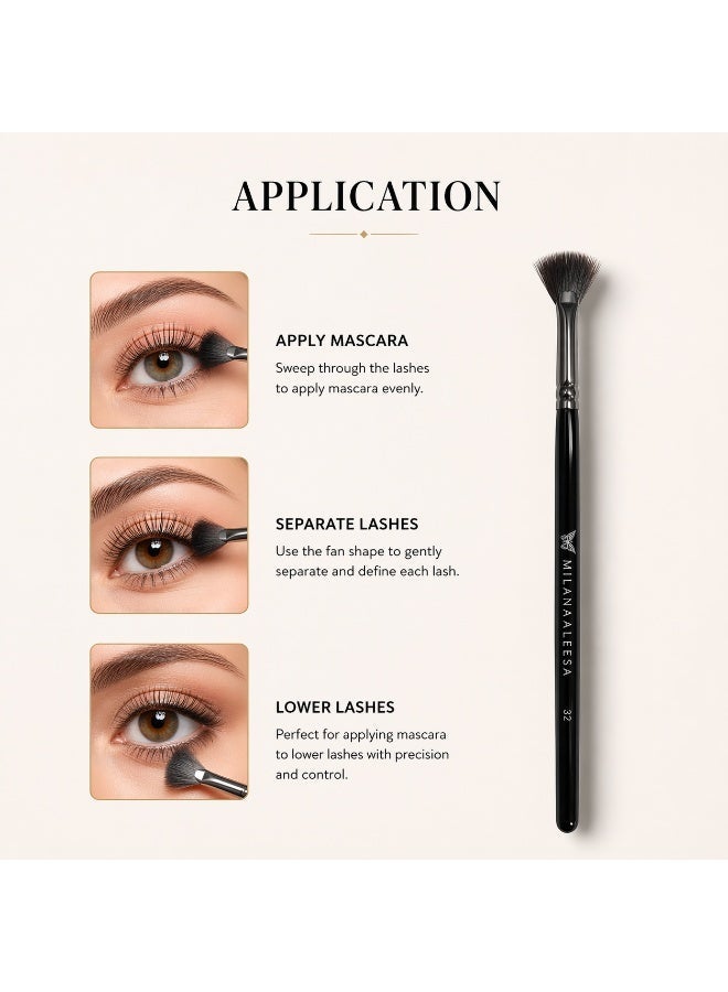Lash Separator Brush – Mascara Finishing Brush for Clump-Free Lashes – Precision Fan Brush for Separating, Defining & Refining Mascara – Lightweight Lash Comb Brush – Milana Leesa - Image 2