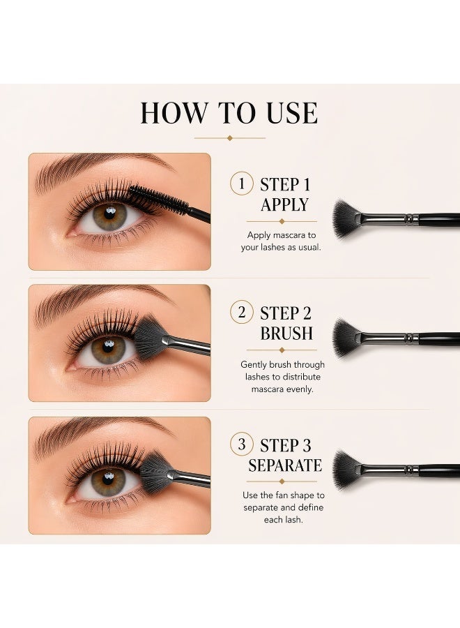Lash Separator Brush – Mascara Finishing Brush for Clump-Free Lashes – Precision Fan Brush for Separating, Defining & Refining Mascara – Lightweight Lash Comb Brush – Milana Leesa - Image 4