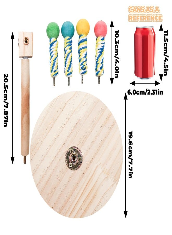 MHLLGN Bird Stand Perch Toy, Interactive Wooden Rotating Parrot Perch with Base, Enrichment Toys for Budgies, Cockatiels, Lovebirds, Canaries, Conures, Finches, Parrotlets, Other Small Birds - Image 2