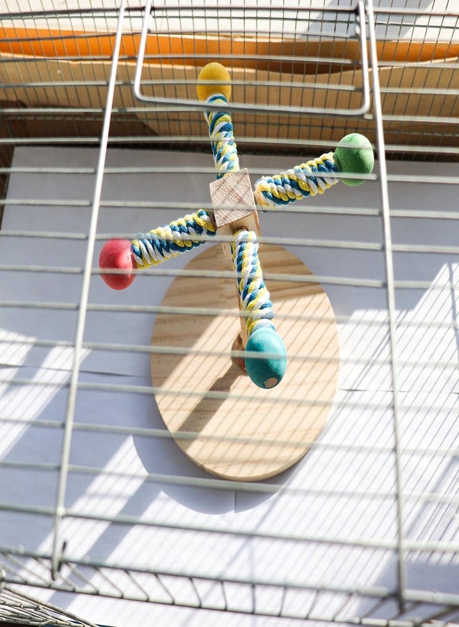 MHLLGN Bird Stand Perch Toy, Interactive Wooden Rotating Parrot Perch with Base, Enrichment Toys for Budgies, Cockatiels, Lovebirds, Canaries, Conures, Finches, Parrotlets, Other Small Birds - Image 5