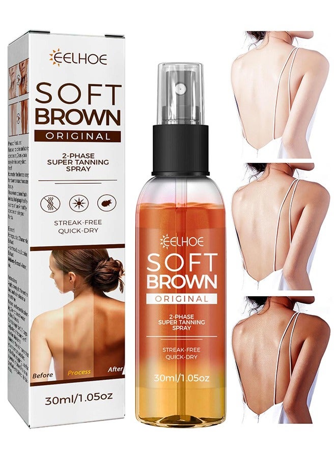 EELHOE Soft Brown Self-Tanning Spray, Intensive Tanning Spray, Tanning Accelerator Spray, Suitable For Sun Loungers And Outdoor Sun, Tanning Cream For Sunbeds And Outdoor, Body Self-Tanners - Image 1