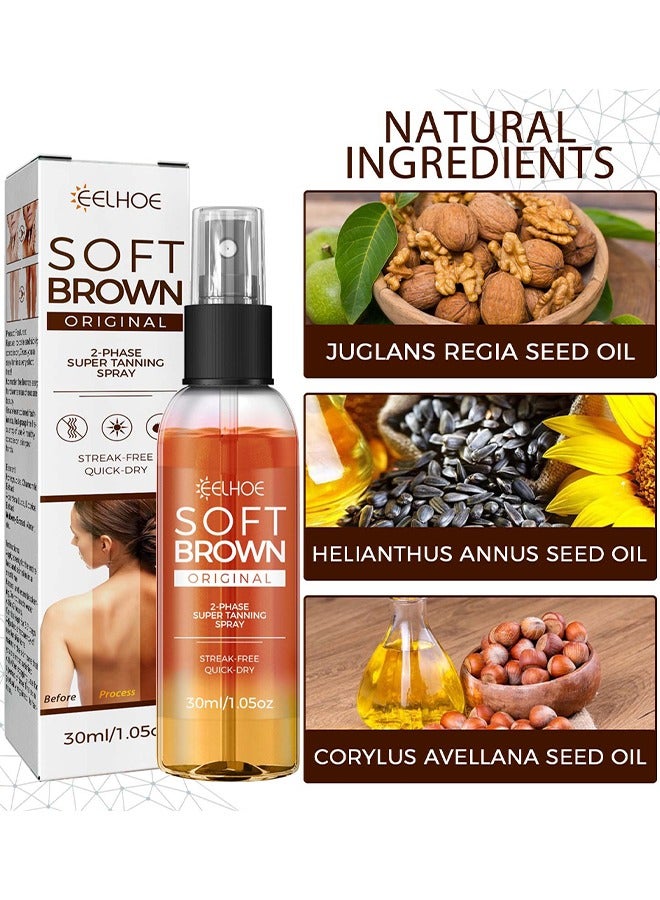 EELHOE Soft Brown Self-Tanning Spray, Intensive Tanning Spray, Tanning Accelerator Spray, Suitable For Sun Loungers And Outdoor Sun, Tanning Cream For Sunbeds And Outdoor, Body Self-Tanners - Image 3
