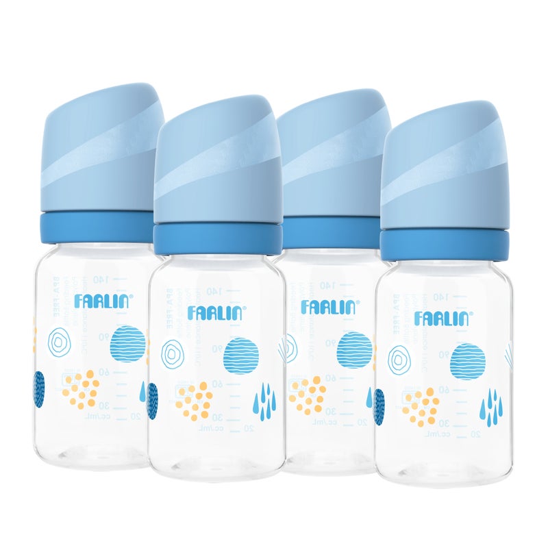 Farlin Standard Neck PP Feeding Bottle 140ml Blue 0m+ Pack Of 4 - Image 1