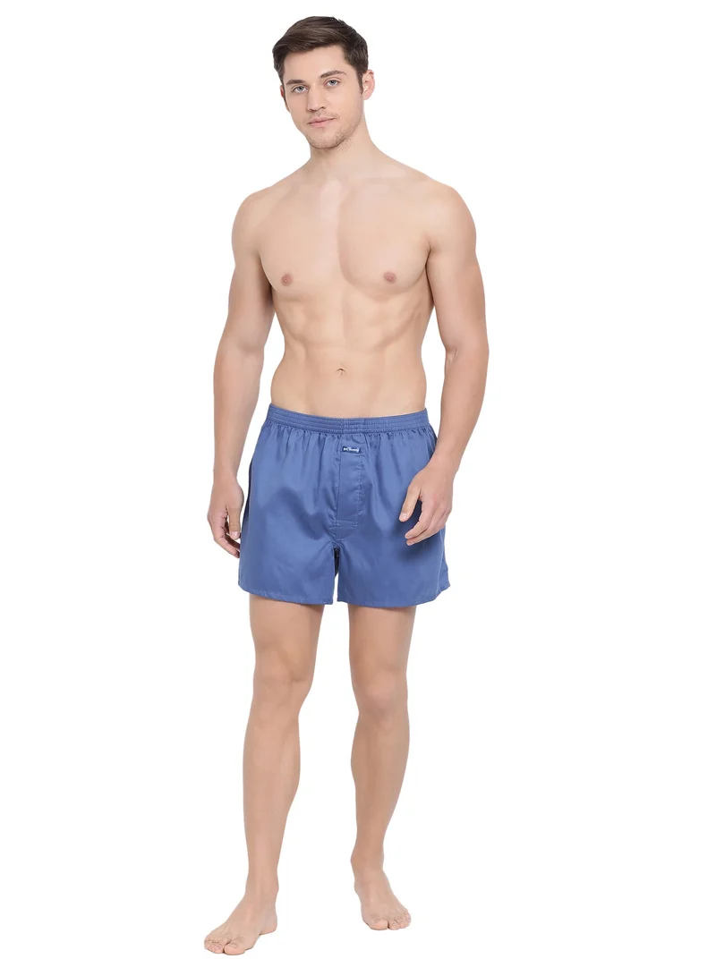 BYC MEN'S COTTON BOXER SHORTS (PACK OF 3) - BLUE