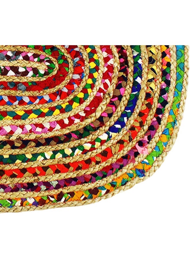 COTTON CRAFT Jute Chindi Braid Rag Rug Boho Farmhouse Rustic Area Accent Throw Rug Handwoven Reversible Natural Recycled Cotton Living Room Den Study Home Dcor Gift 3 x 5 Oval Multi Color - Image 5