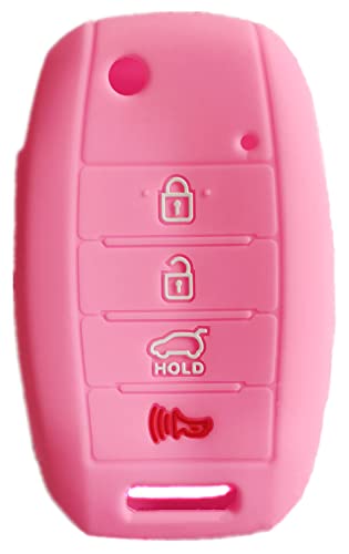 HEARTMEET Smart Key Fob Cover Case Protector Keyless Remote Holder for 2019 2020 2021 Kia Sportage Rio Forte Optima Carens Not Fit Smart Key Fob Light Pink - Image 1