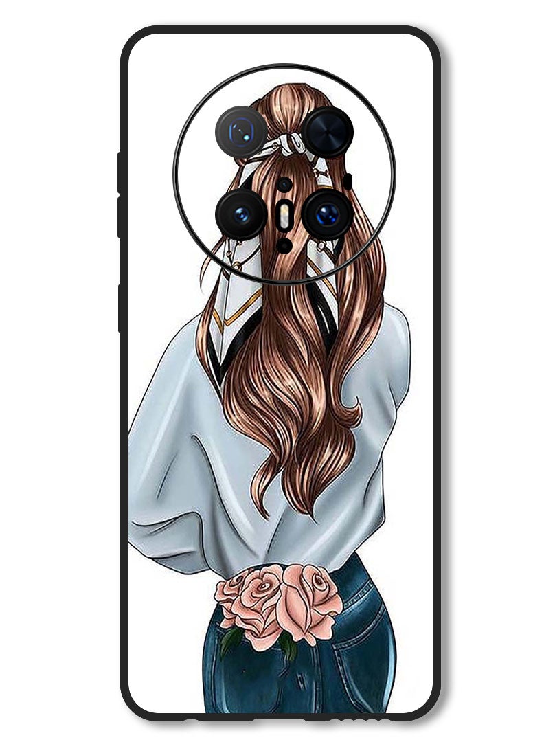 Theodor Case Compatible with Huawei Mate 70 Pro/ 70 Pro + Protection Shockproof Bumper Cover Pink Rose Girl - Image 1