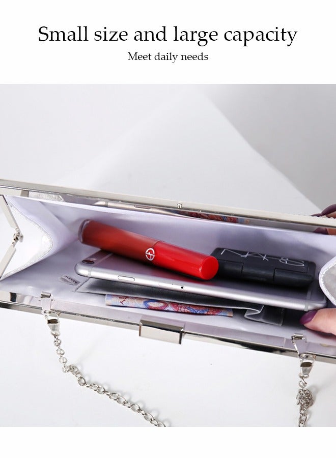 DUNISO Diamond Clutch Bag, Evening Bag, Shiny Luxury Rhinestone Wedding Bridesmaid Handbag, Party Bag, Shiny Banquet Handbag Evening Dress Rhinestone Bag, Suitable for Wedding, Banquet, Party  - Image 5