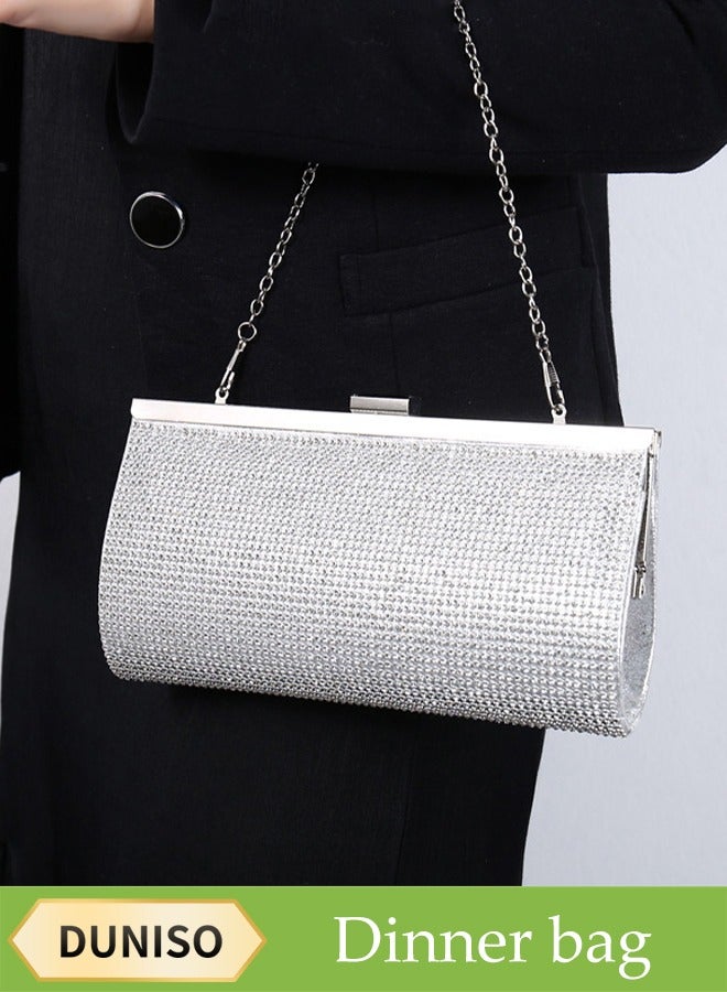 DUNISO Diamond Clutch Bag, Evening Bag, Shiny Luxury Rhinestone Wedding Bridesmaid Handbag, Party Bag, Shiny Banquet Handbag Evening Dress Rhinestone Bag, Suitable for Wedding, Banquet, Party  - Image 1