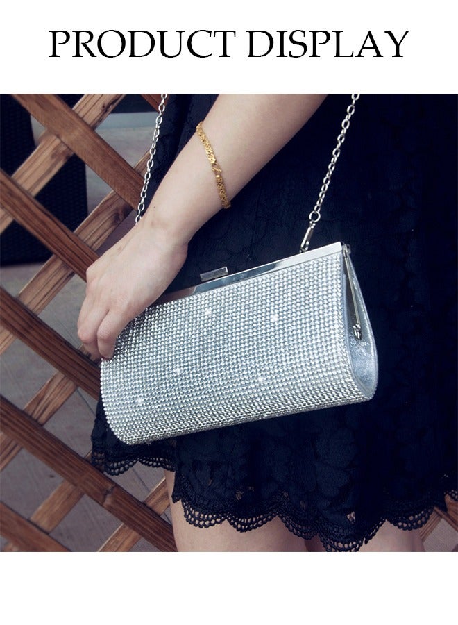 DUNISO Diamond Clutch Bag, Evening Bag, Shiny Luxury Rhinestone Wedding Bridesmaid Handbag, Party Bag, Shiny Banquet Handbag Evening Dress Rhinestone Bag, Suitable for Wedding, Banquet, Party  - Image 3