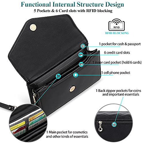 Peacocktion Small Crossbody Bag for Women Trendy Vegan Leather Evening Clutch Purses Designer Handbags for Party Wedding Prom Black - Image 2
