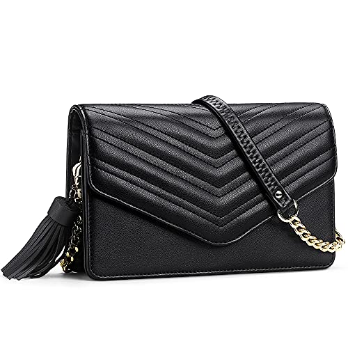 Peacocktion Small Crossbody Bag for Women Trendy Vegan Leather Evening Clutch Purses Designer Handbags for Party Wedding Prom Black - Image 1