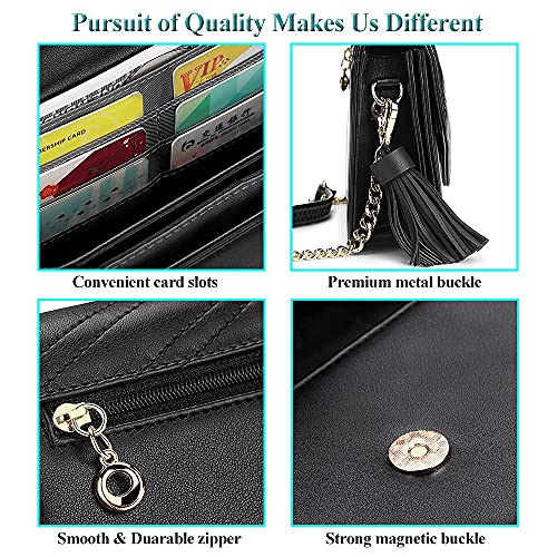 Peacocktion Small Crossbody Bag for Women Trendy Vegan Leather Evening Clutch Purses Designer Handbags for Party Wedding Prom Black - Image 4