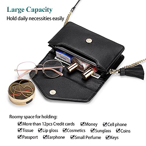 Peacocktion Small Crossbody Bag for Women Trendy Vegan Leather Evening Clutch Purses Designer Handbags for Party Wedding Prom Black - Image 3
