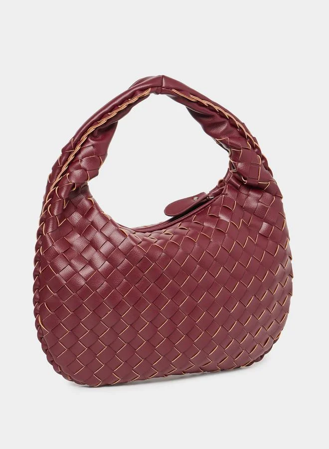 Styli Weave Design Handbag with Zip Closure