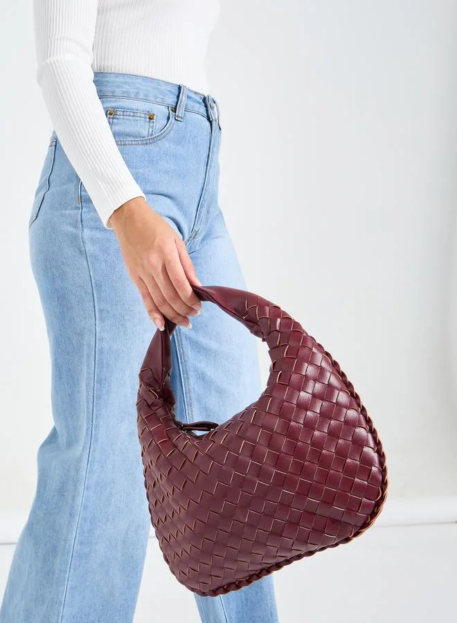 Styli Weave Design Handbag with Zip Closure