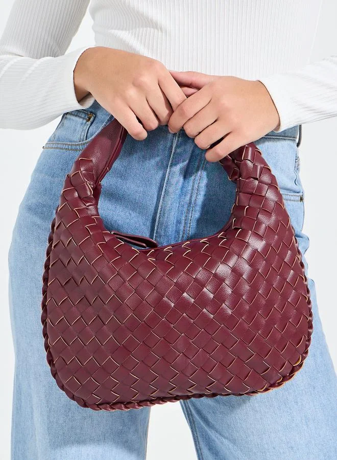Styli Weave Design Handbag with Zip Closure