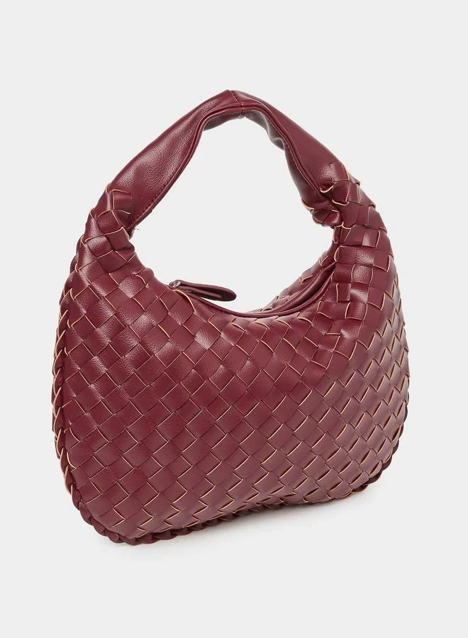 Styli Weave Design Handbag with Zip Closure