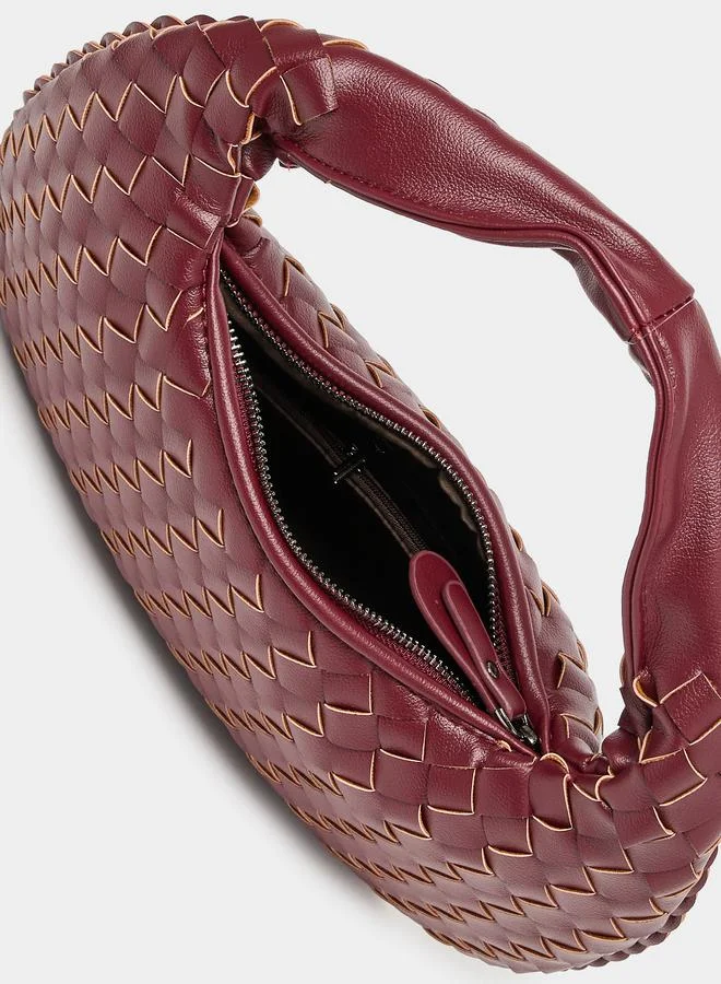 Styli Weave Design Handbag with Zip Closure