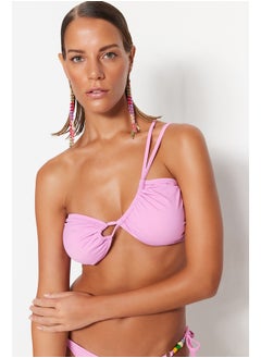 trendyol Pink One-Shoulder Tunnel Bikini Top TBESS23BU00290  - Image 1