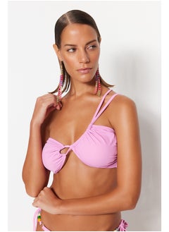 trendyol Pink One-Shoulder Tunnel Bikini Top TBESS23BU00290  - Image 3