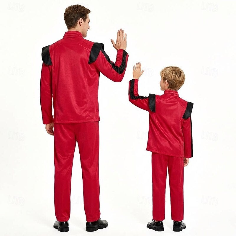 Bluejw 80s Pop Star Singer Red Jacket Costume Outfits Fancy Costume Music & Stage Icons Cosplay for Boys' Kid's Adults' Halloween Carnival Party Performance Stage - Image 4