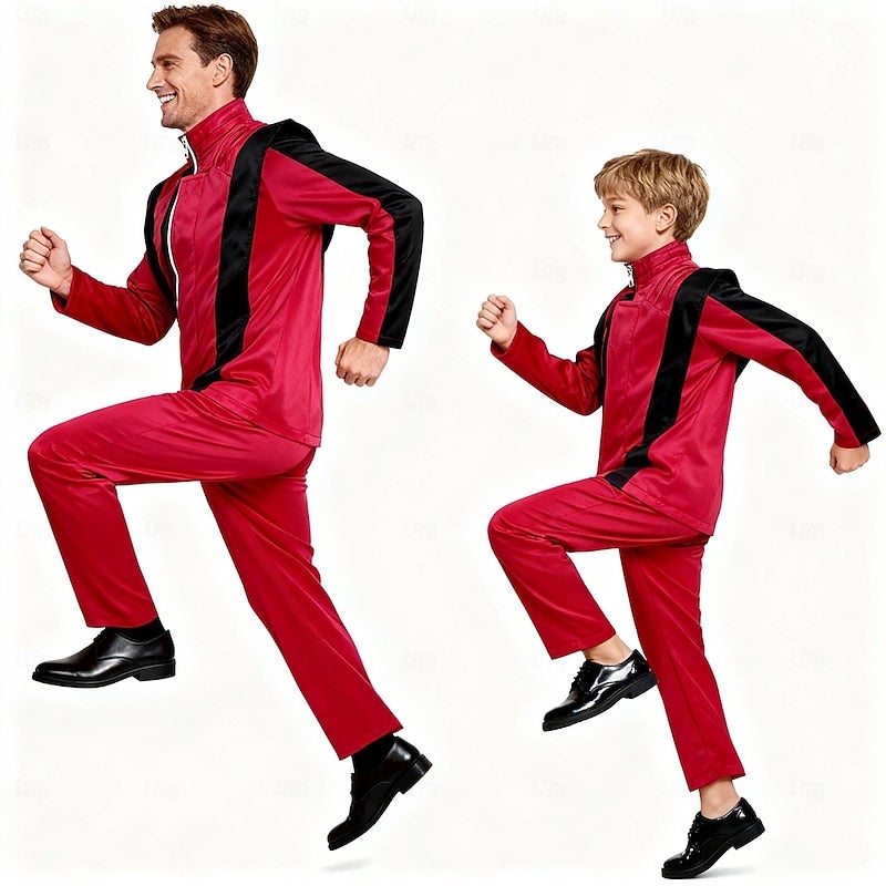 Bluejw 80s Pop Star Singer Red Jacket Costume Outfits Fancy Costume Music & Stage Icons Cosplay for Boys' Kid's Adults' Halloween Carnival Party Performance Stage - Image 5