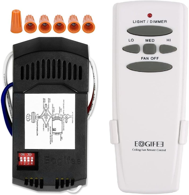 Eogifee Universal Ceiling Fan Remote Control and Receiver Kit with 3 Speed and Light Dimmer Control Replacement of Hampton Bay Hunter Harbor Breeze CHQ7078T UC7078T HD5 Fan-HD RR7079T Kits - Image 1