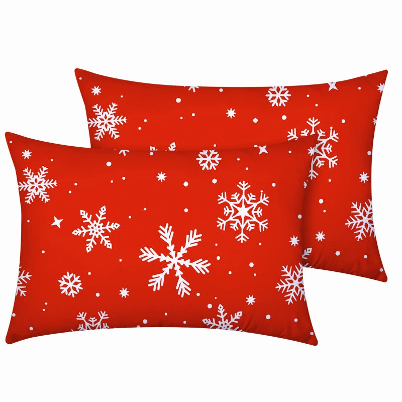YIYEA Christmas King Size Pillow Cases Set of 2 Ultra Soft Double Brushed Microfiber Pillowcases King Christmas Snowflake Bed Pillow Covers Fade Resistant Easy SlipOn 20x36