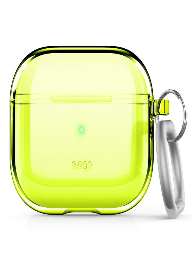 elago Clear Case with Keychain Compatible with AirPods 3 Case Cover, Gel Tape Included, Reduced Yellowing, Clear Protection, Supports Wireless Charging [Neon Yellow] - Image 1