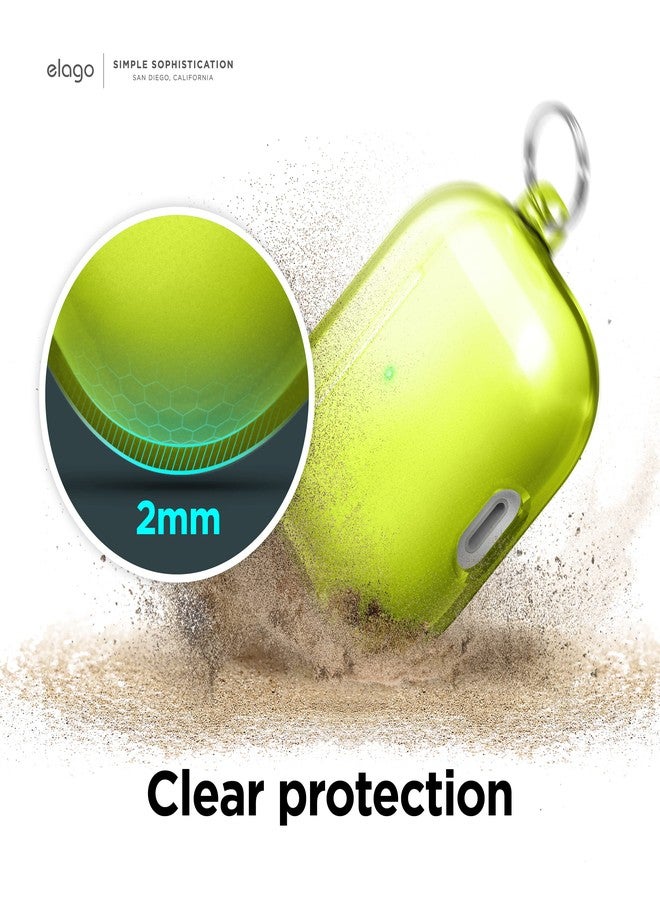 elago Clear Case with Keychain Compatible with AirPods 3 Case Cover, Gel Tape Included, Reduced Yellowing, Clear Protection, Supports Wireless Charging [Neon Yellow] - Image 4