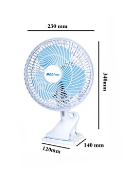 MODI Mini Clip Electric Fan – 2-Speed Portable Desk Fan with Oscillating Head (White)  - Image 3