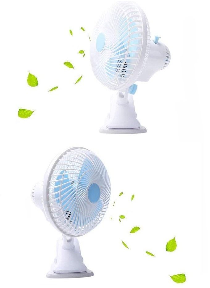 MODI - Mini Clip Electric Fan – 2-Speed Portable Desk Fan with Oscillating Head (White) - Image 1