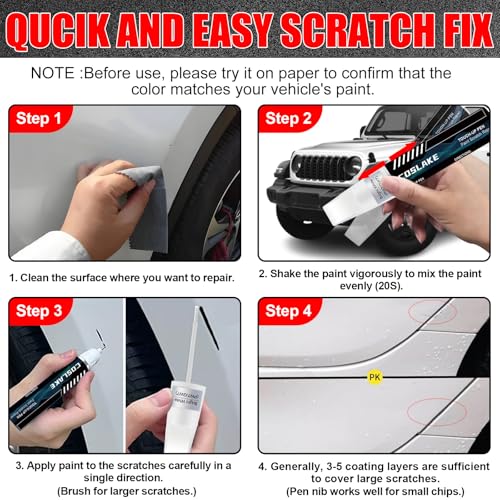 COSLAKE Car Touch Up Paint(Black(PX8)) for Jeep, Car Paint Scratch Repair Kit, Quick & Easy Solution to Repair, 2 in 1 Scratch Remover Pen with Color-Matched - Image 5