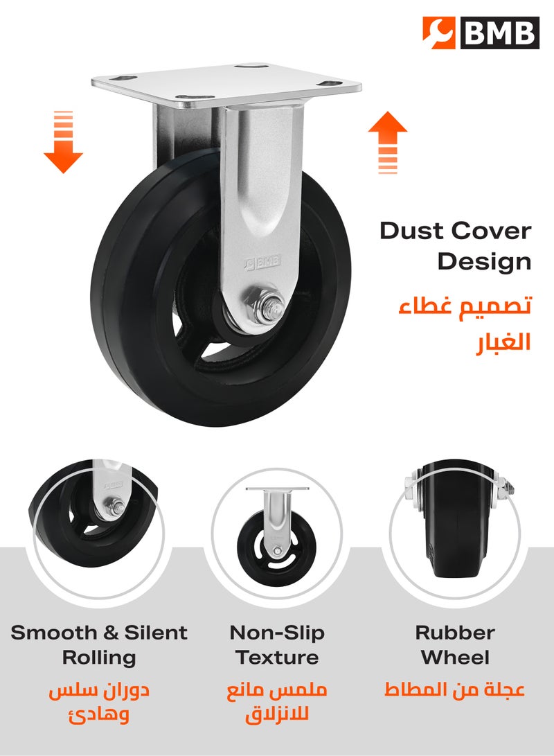 بي إم بي تولز عجلة ثابتة ثابتة من المطاط مع كرة مزدوجة 160 ملم - أسود - Image 4