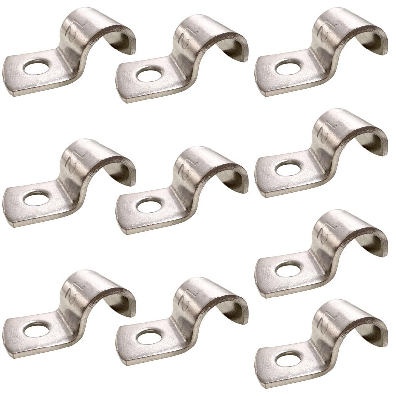 Rituipio 1/2 Inch Pipe Strap 304 Stainless Steel Conduit Strap 1 Hole Heavy Duty Strap For Tube Pipe Or Wire Cord Installation(12Mm 10Pcs) - Image 1