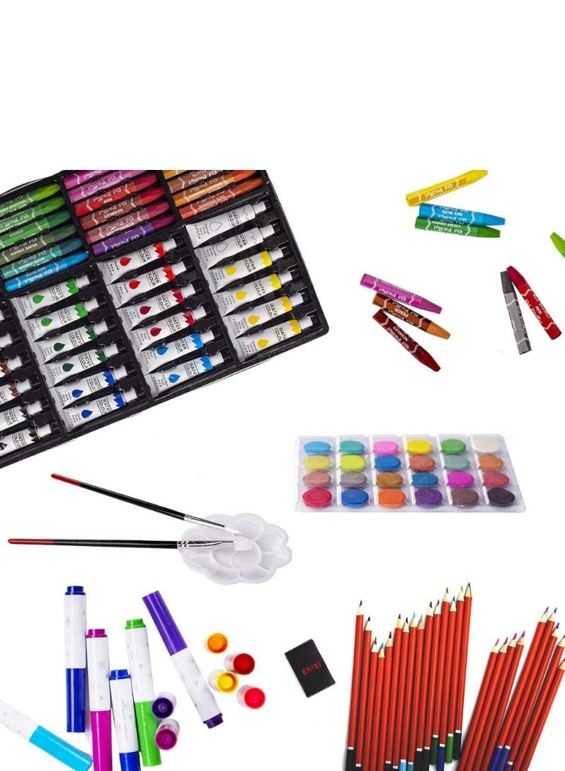Haikandy Kids Art Supplies, 2-Tier Art Supplies Bag, Portable Aluminum Art Set, Great Gift for Kids Boys and Girls (145 Pieces) (Blue Unicorn)  - Image 2