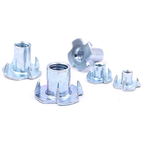 SpzcdZa T Nuts 1/4"-20 5/16"-18 3/8"-16, SpzcdZa 75Pcs T Nut Zinc Plated Steel T-Nuts 4 Pronged Tee Blind Nuts Assortment Kit for Wood, Rock Climbing Holds, Cabinetry, Furniture etc. - Image 5