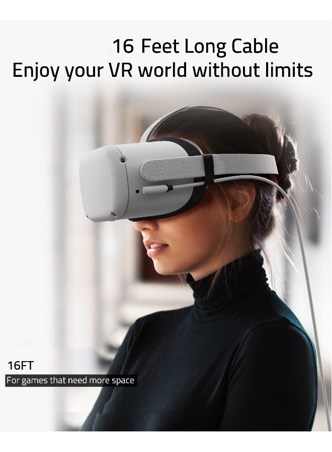 Link Cable 5 Meters for Oculus Quest 2 Accessories and PC/Steam VR, High Speed PC Data Transfer, USB 3.0 to USB C Cable for VR Headset and Gaming PC - Image 5