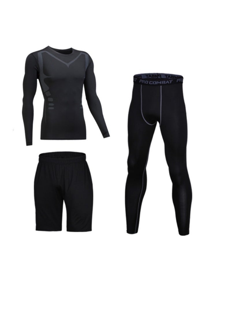 KUYING - Morning Running Training Sports Tights Fitness Suit Men's Sports Set - Image 1