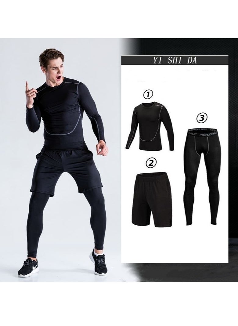 KUYING - Morning Running Training Sports Tights Fitness Suit Men's Sports Set - Image 1