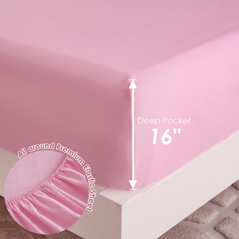 Homilay Twin Comforter Set for Kids, Boys, Girls, 4 Pieces Bed-in-a-Bag Bedding Set, All Season Ultra Soft Sheets Set with Comforter, Pink Bow - Image 5