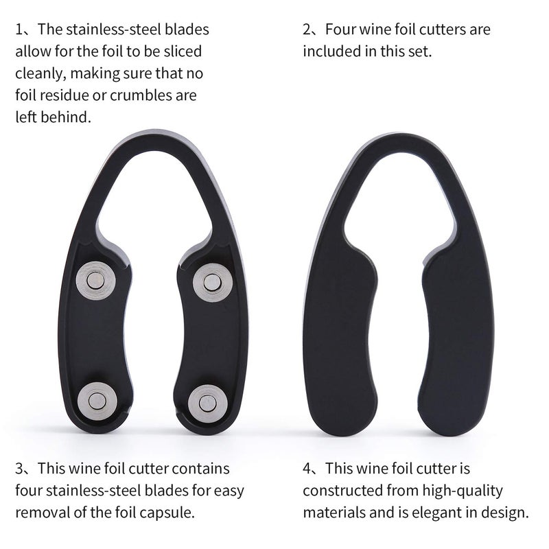 OHMAXHO 4 Pack Wine Foil Cutter Tool,4 Stainless Blades Foil Remover for Wine Bottles,Removes Foil Top Effortlessly,Wine Bottle Opener Accessory,Gift for Wine Lovers,Black - Image 4
